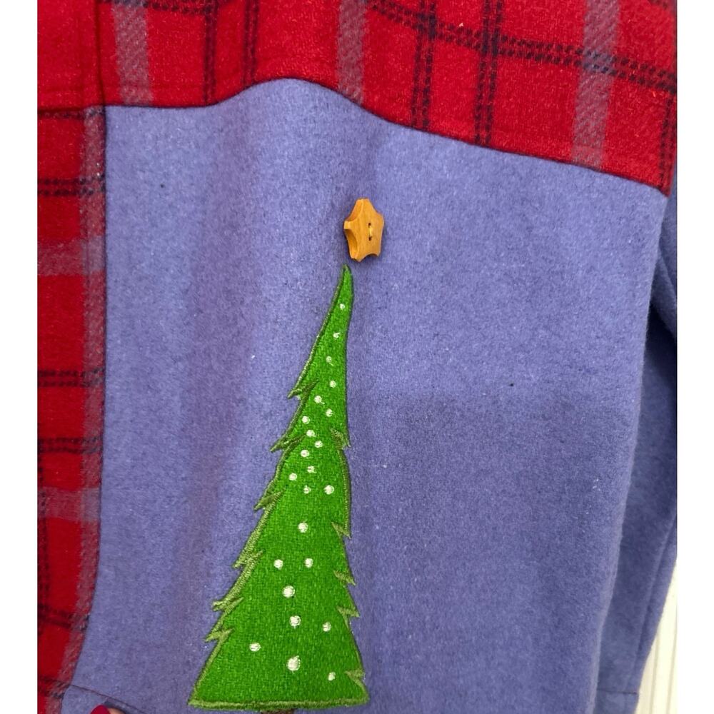Vintage Christmas Patchwork Wool Blend Jacket Coa… - image 8